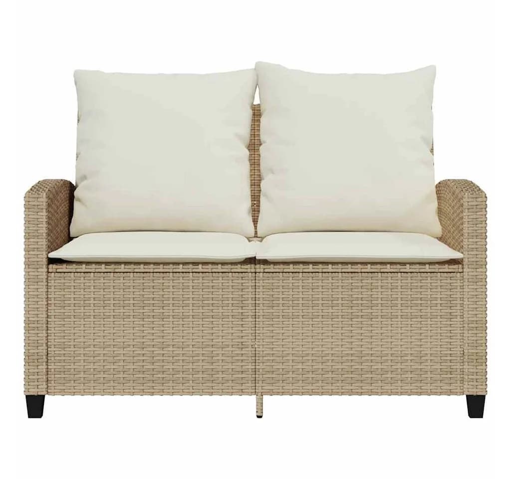 vidaXL Loungesofa 2-Sitzer Beige Poly Rattan - Bild 5