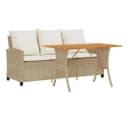 vidaXL Gartensofa 3-Sitzer mit Tisch & Kissen Beige Poly Rattan Bild 2