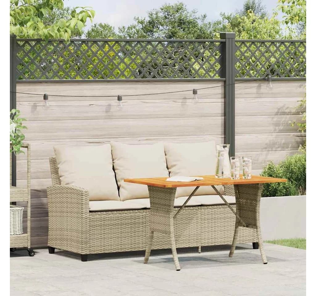 vidaXL Gartensofa 3-Sitzer mit Tisch & Kissen Beige Poly Rattan - Bild 3