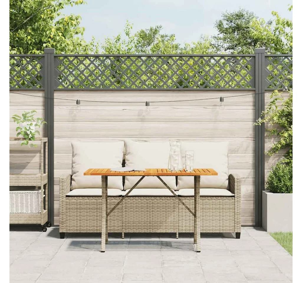 vidaXL Gartensofa 3-Sitzer mit Tisch & Kissen Beige Poly Rattan - Bild 4