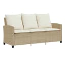 vidaXL Gartensofa 3-Sitzer mit Tisch & Kissen Beige Poly Rattan Bild 5