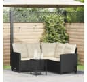 vidaXL Loungesofa L-Form Schwarz Poly Rattan mit Tisch und Kissen Bild 1