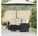 vidaXL Loungesofa L-Form Schwarz Poly Rattan mit Tisch und Kissen Bild 3