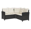 vidaXL Loungesofa L-Form Schwarz Poly Rattan mit Tisch und Kissen Bild 5