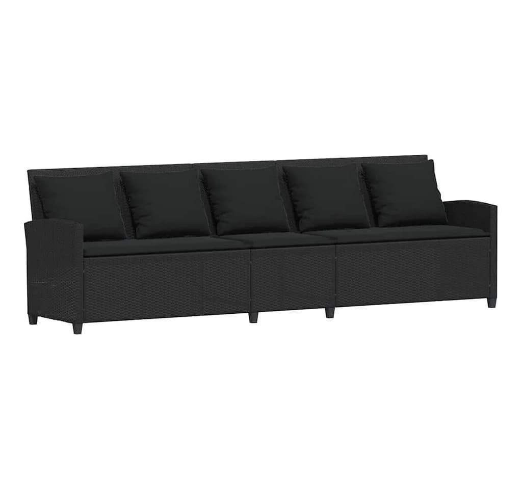 vidaXL Gartenlounge-Set 5-Sitzer Schwarz Poly Rattan mit Kissen - Bild 2