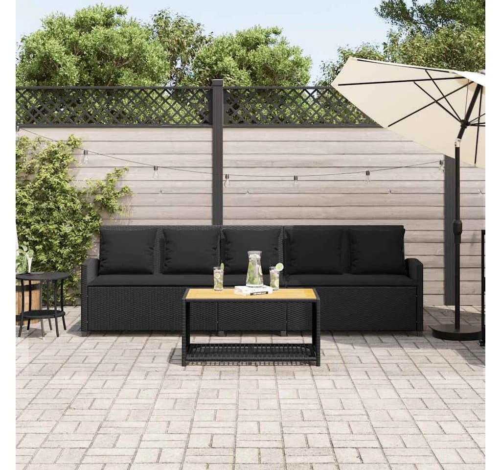 vidaXL Gartenlounge-Set 5-Sitzer Schwarz Poly Rattan mit Kissen - Bild 3