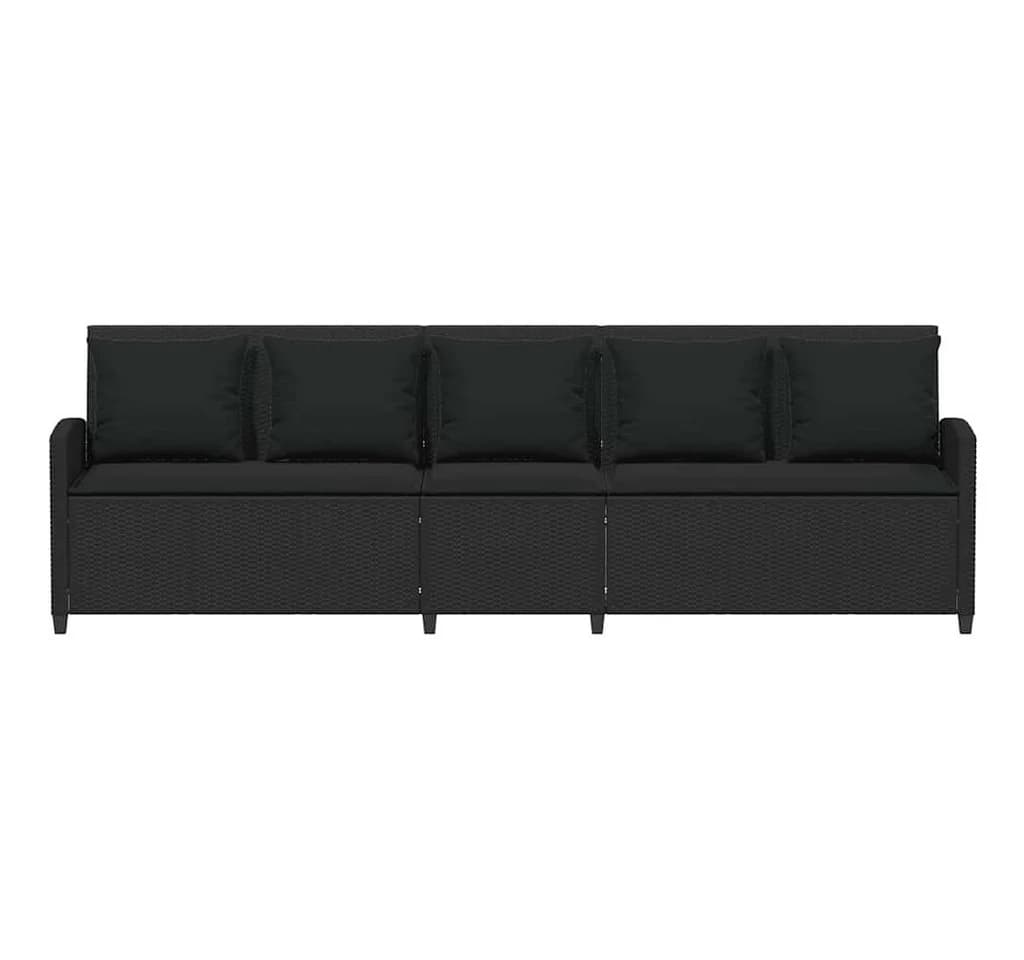 vidaXL Gartenlounge-Set 5-Sitzer Schwarz Poly Rattan mit Kissen - Bild 4