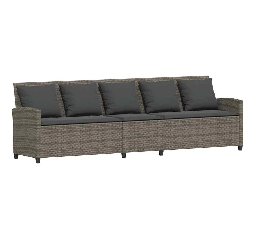 vidaXL Gartenlounge-Set 5-Sitzer Grau Poly Rattan mit Kissen - Bild 2
