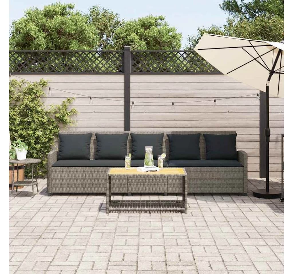 vidaXL Gartenlounge-Set 5-Sitzer Grau Poly Rattan mit Kissen - Bild 3