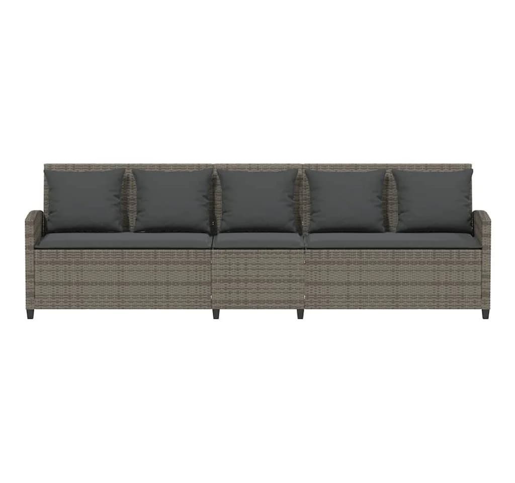 vidaXL Gartenlounge-Set 5-Sitzer Grau Poly Rattan mit Kissen - Bild 4