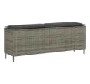 vidaXL Gartenbank mit Kissen Grau Poly Rattan Bild 2