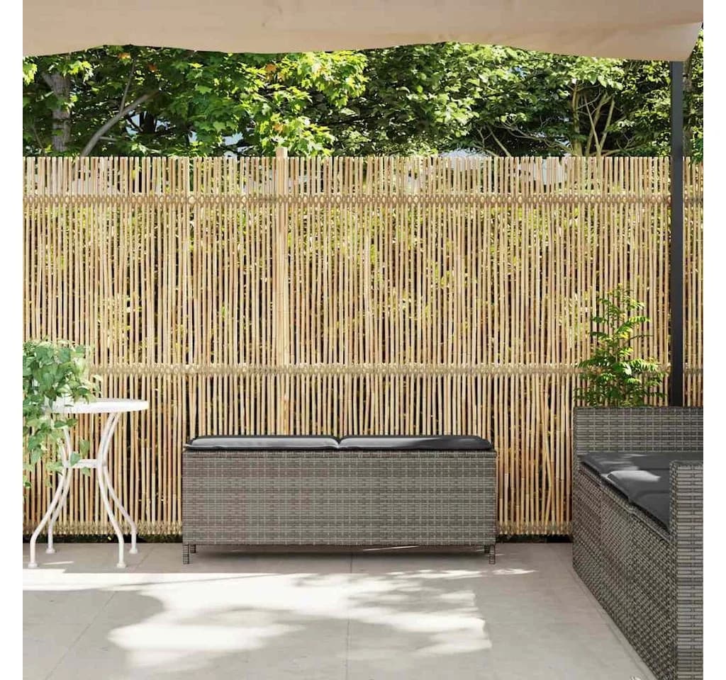 vidaXL Gartenbank mit Kissen Grau Poly Rattan - Bild 3