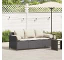 vidaXL Gartensofa 3-Sitzer Schwarz Poly Rattan mit Kissen Bild 1