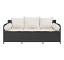 vidaXL Gartensofa 3-Sitzer Schwarz Poly Rattan mit Kissen Bild 4
