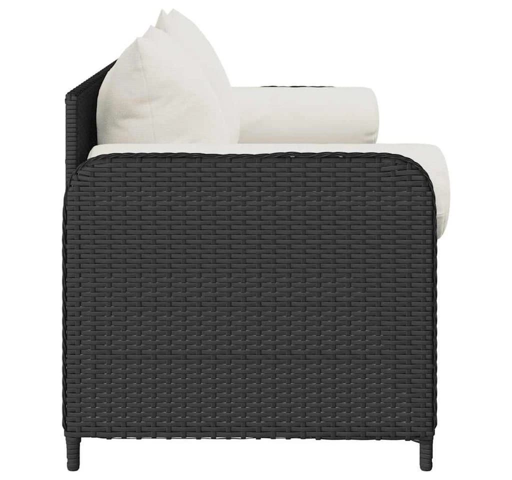 vidaXL Gartensofa 3-Sitzer Schwarz Poly Rattan mit Kissen - Bild 5