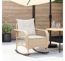 vidaXL Garten-Schaukelstuhl mit Kissen Beige Poly Rattan Bild 1