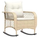 vidaXL Garten-Schaukelstuhl mit Kissen Beige Poly Rattan Bild 2