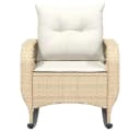 vidaXL Garten-Schaukelstuhl mit Kissen Beige Poly Rattan Bild 4