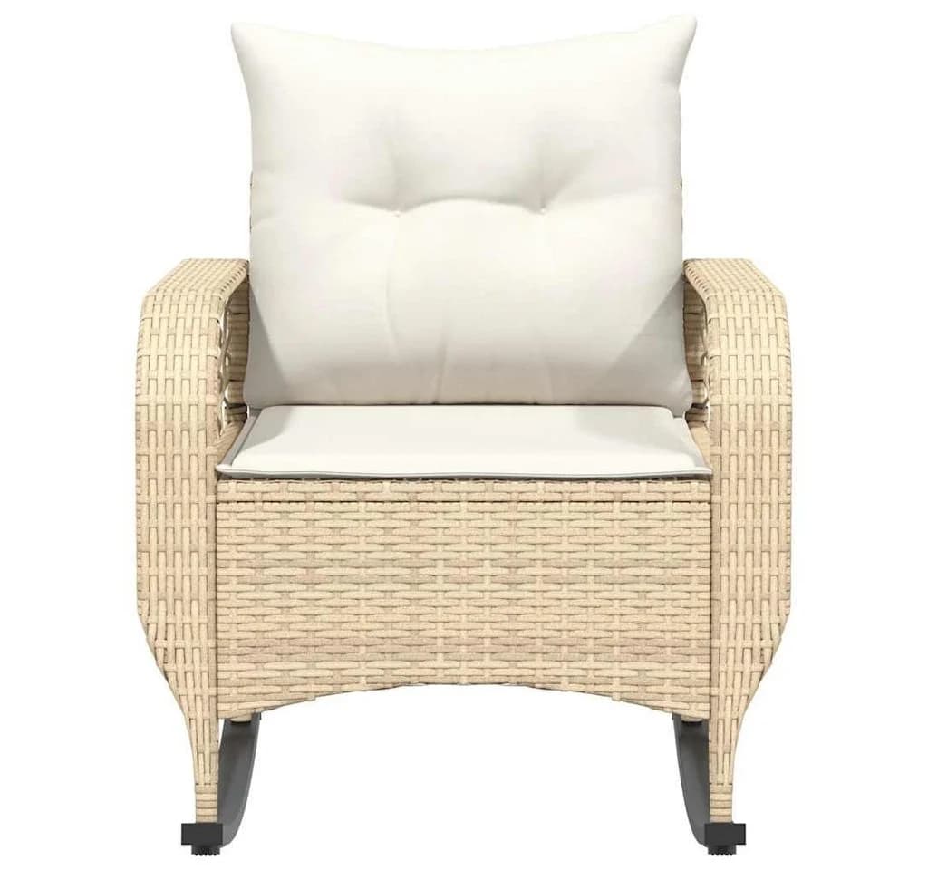 vidaXL Garten-Schaukelstuhl mit Kissen Beige Poly Rattan - Bild 4