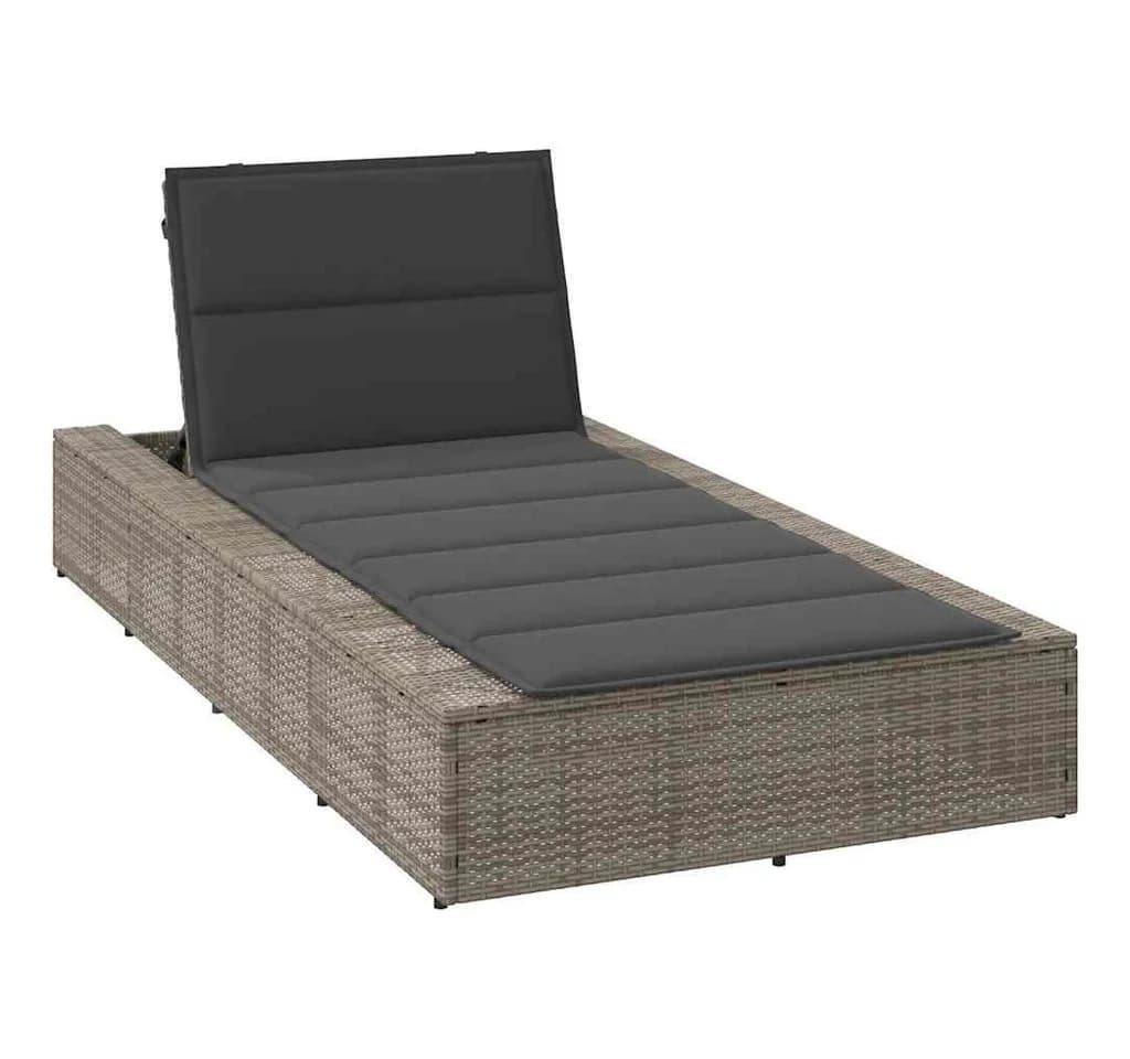 vidaXL Gartenliege Poly Rattan Grau mit verstellbarer Rückenlehne - Bild 2