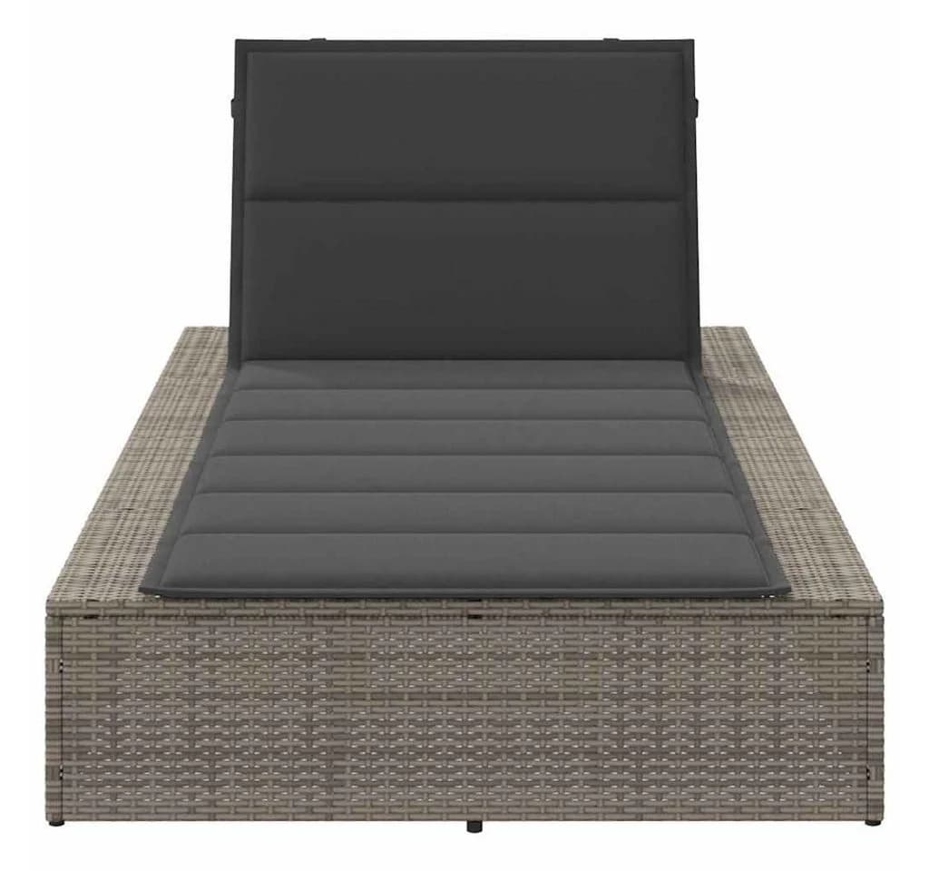 vidaXL Gartenliege Poly Rattan Grau mit verstellbarer Rückenlehne - Bild 4