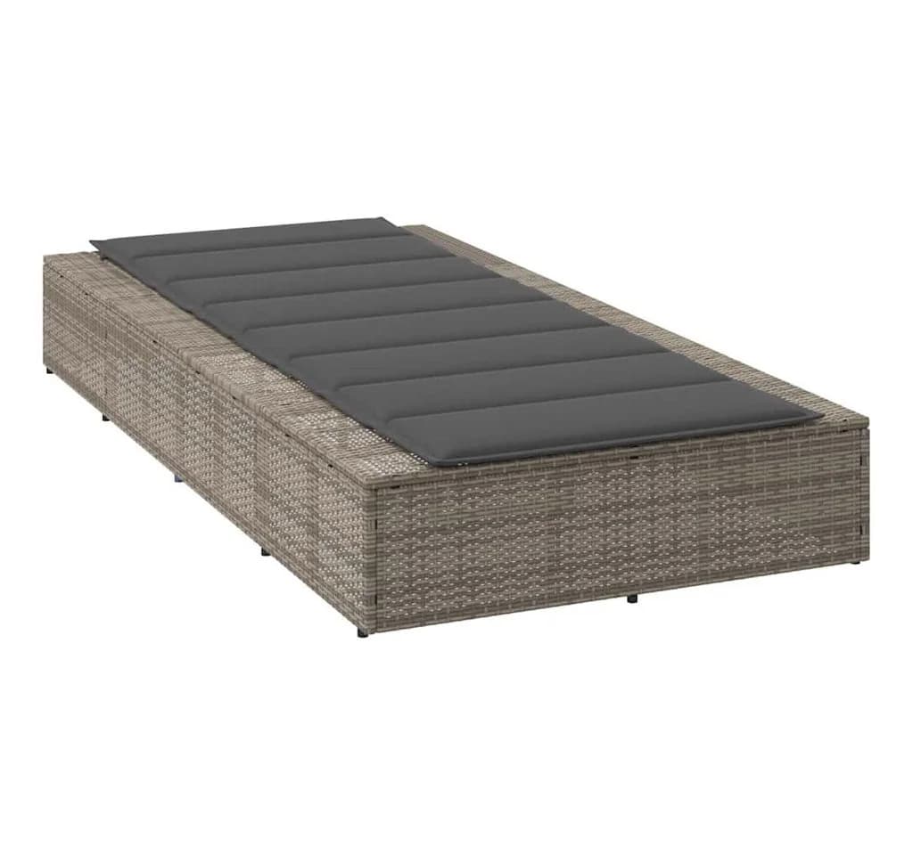 vidaXL Gartenliege Poly Rattan Grau mit verstellbarer Rückenlehne - Bild 5