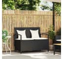 vidaXL Gartenbank Schwarz Poly Rattan mit Stauraum und Kissen Bild 1