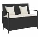vidaXL Gartenbank Schwarz Poly Rattan mit Stauraum und Kissen Bild 2