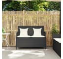 vidaXL Gartenbank Schwarz Poly Rattan mit Stauraum und Kissen Bild 3