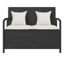 vidaXL Gartenbank Schwarz Poly Rattan mit Stauraum und Kissen Bild 4