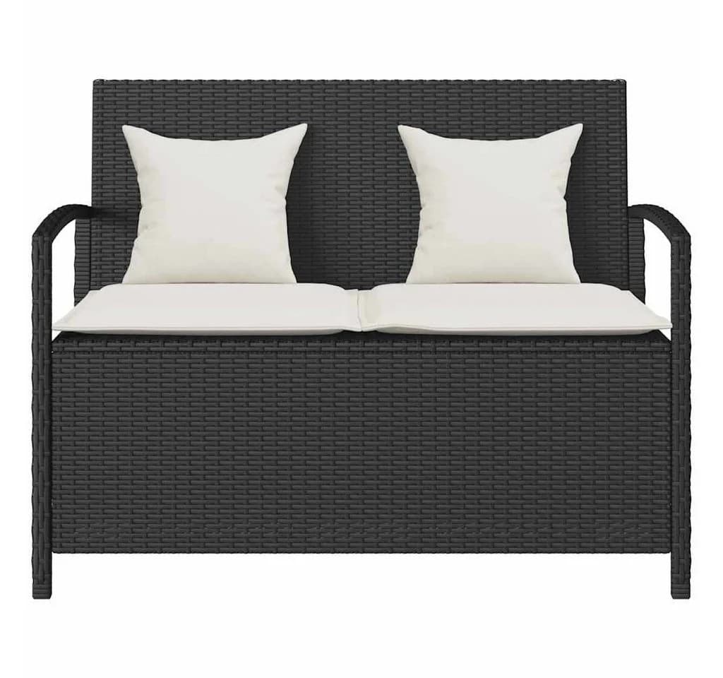 vidaXL Gartenbank Schwarz Poly Rattan mit Stauraum und Kissen - Bild 4