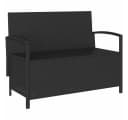 vidaXL Gartenbank Schwarz Poly Rattan mit Stauraum und Kissen Bild 5