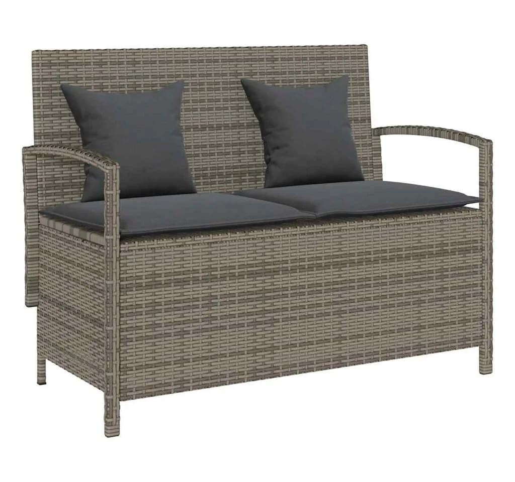 vidaXL Gartenbank mit Stauraum Grau Poly Rattan - Bild 2