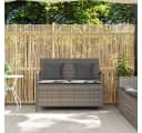 vidaXL Gartenbank mit Stauraum Grau Poly Rattan Bild 3