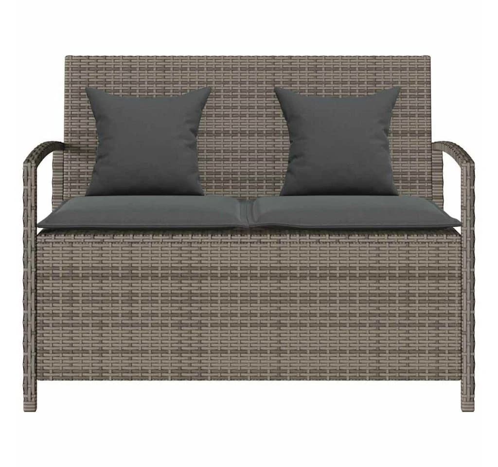 vidaXL Gartenbank mit Stauraum Grau Poly Rattan - Bild 4
