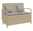 vidaXL Gartenbank mit Stauraum und Kissen Beige Poly Rattan Bild 2