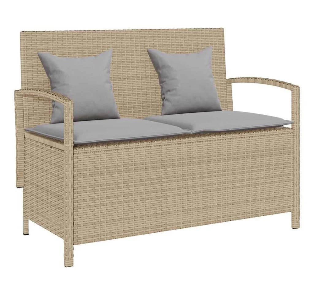 vidaXL Gartenbank mit Stauraum und Kissen Beige Poly Rattan - Bild 2