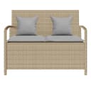 vidaXL Gartenbank mit Stauraum und Kissen Beige Poly Rattan Bild 4