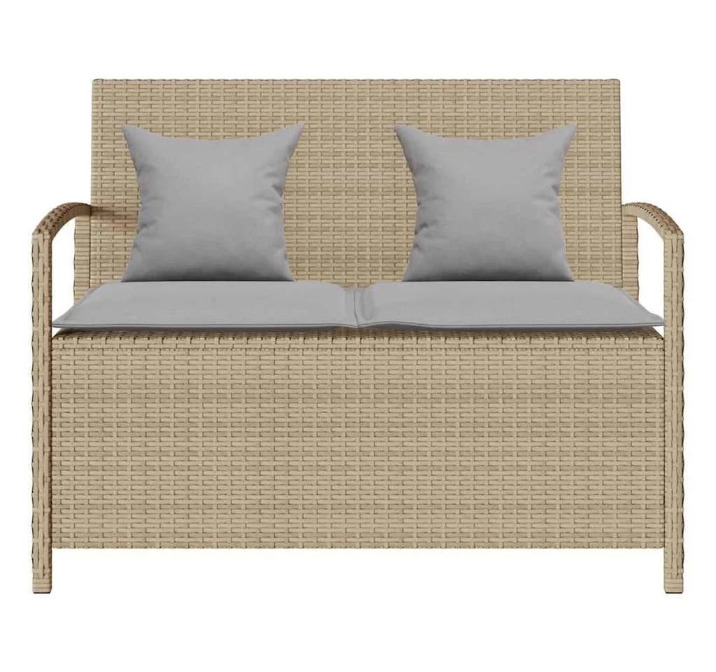vidaXL Gartenbank mit Stauraum und Kissen Beige Poly Rattan - Bild 4