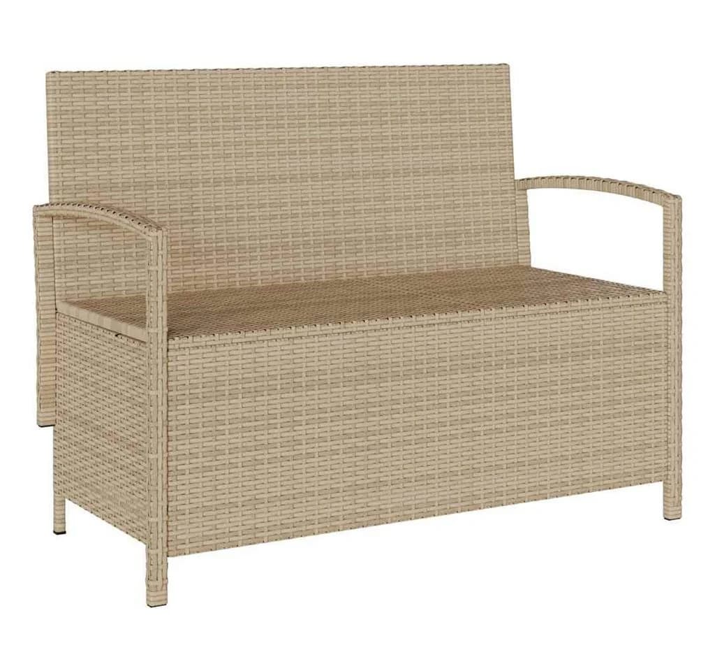 vidaXL Gartenbank mit Stauraum und Kissen Beige Poly Rattan - Bild 5