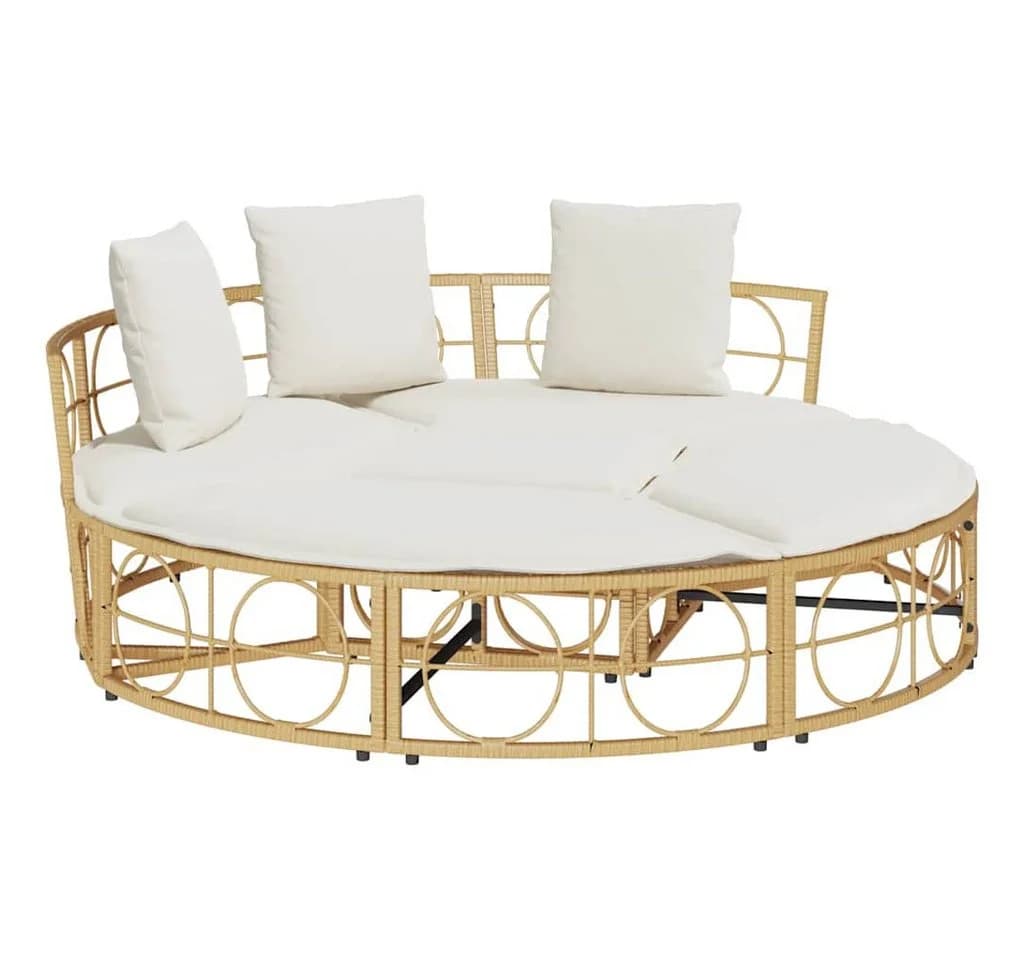 vidaXL Gartenliege Outdoor-Loungebett ohne Dach Poly Rattan Beige - Bild 2
