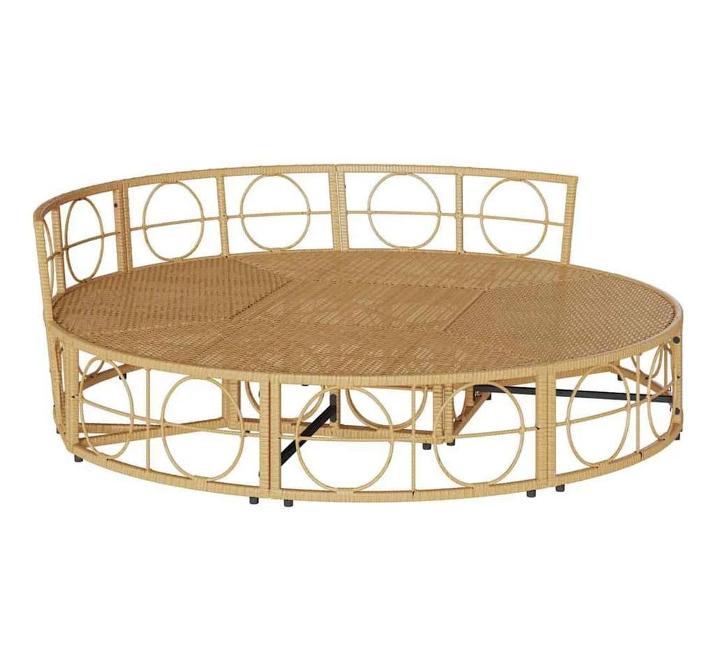 vidaXL Gartenliege Outdoor-Loungebett ohne Dach Poly Rattan Beige - Bild 5