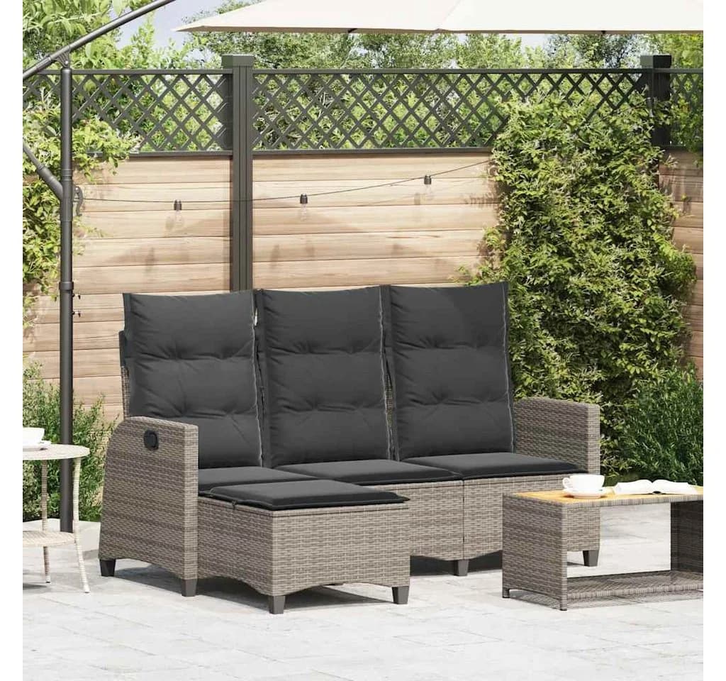 vidaXL Loungesofa Gartensofa L-Form Grau Poly Rattan