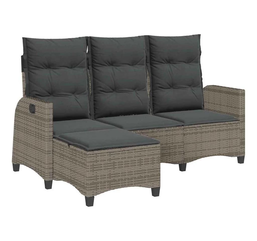 vidaXL Loungesofa Gartensofa L-Form Grau Poly Rattan - Bild 2