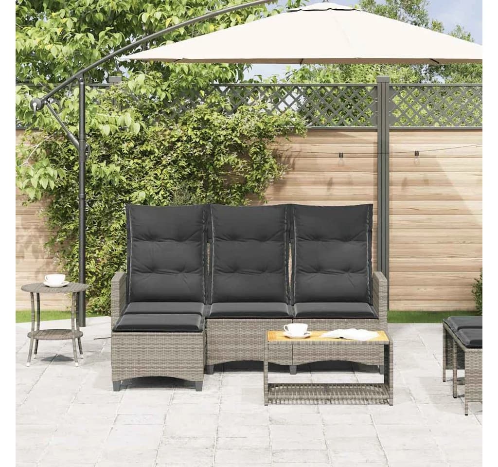 vidaXL Loungesofa Gartensofa L-Form Grau Poly Rattan - Bild 3