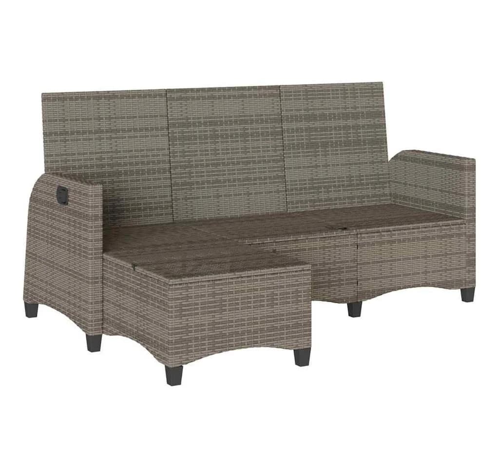 vidaXL Loungesofa Gartensofa L-Form Grau Poly Rattan - Bild 4
