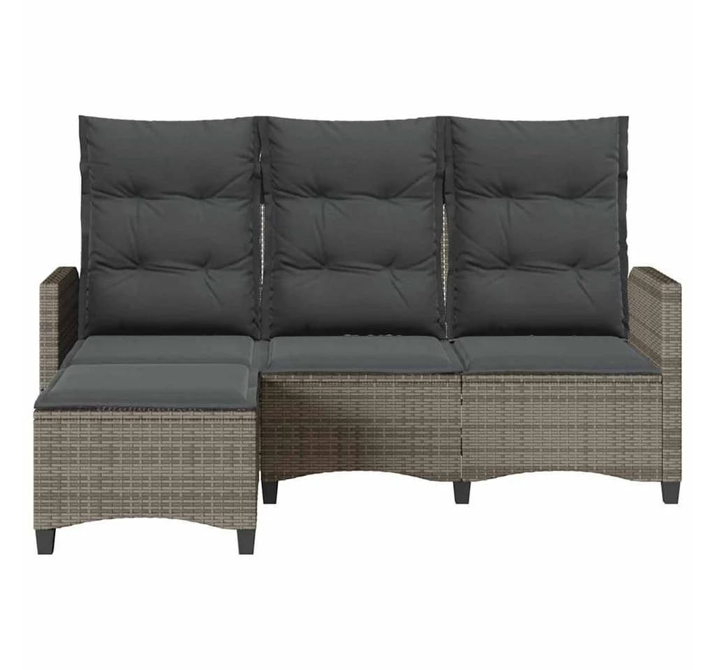 vidaXL Loungesofa Gartensofa L-Form Grau Poly Rattan - Bild 5