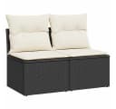 vidaXL Gartenlounge-Set 2-tlg. Schwarz Poly Rattan mit Kissen Bild 2