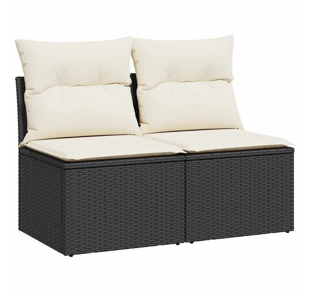 vidaXL Gartenlounge-Set 2-tlg. Schwarz Poly Rattan mit Kissen - Bild 2