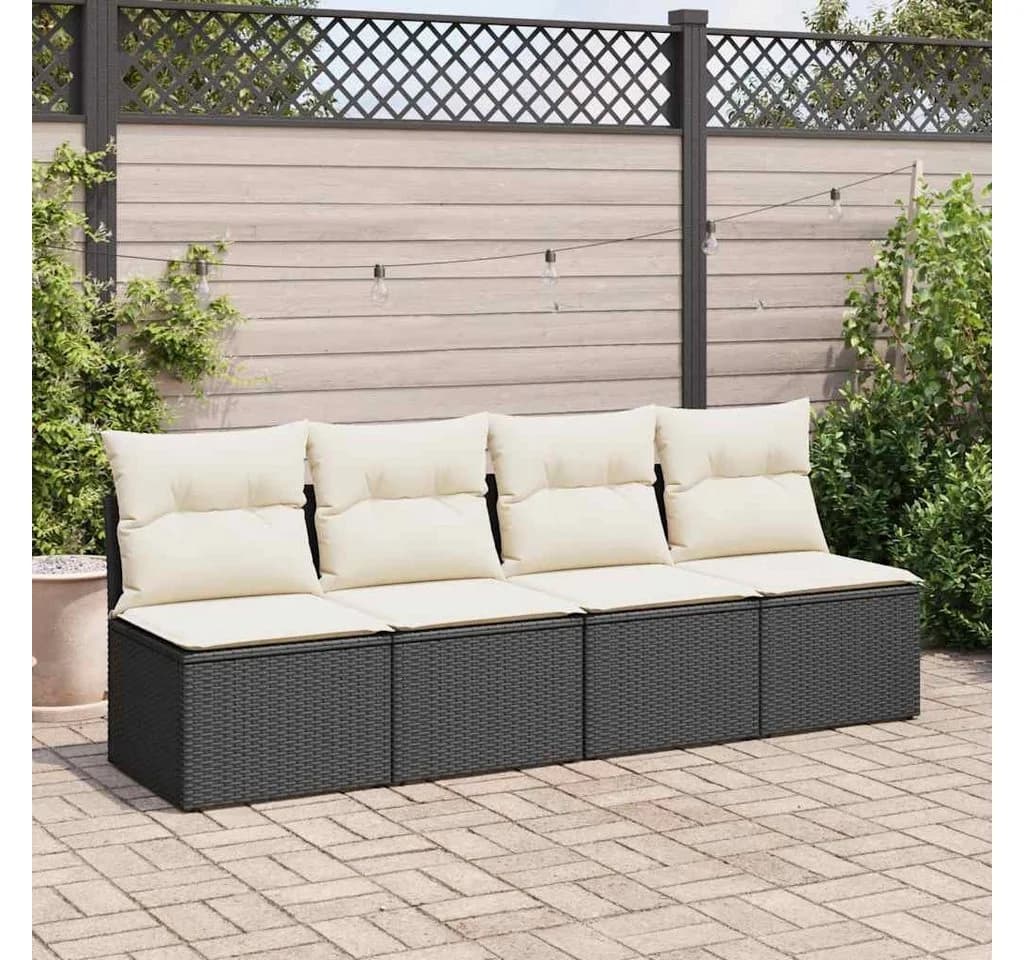 vidaXL Gartenlounge-Set 2-tlg. Schwarz Poly Rattan mit Kissen - Bild 3